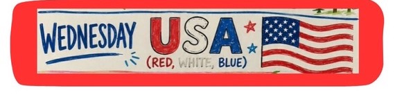 Wednesday: USA, red, white and blue